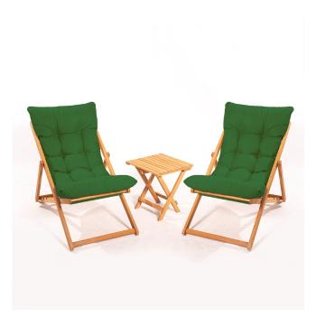 Set mobilier de grădină verde/natural  din lemn   de fag pentru 2 persoane – Floriane Garden