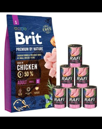 BRIT Premium By Nature Adult Small S 8 kg + hrana umeda curcan 6x400 g