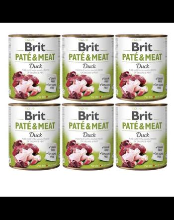 BRIT Pate&amp;Meat Duck 6x800 g pate cu rata, pentru caini