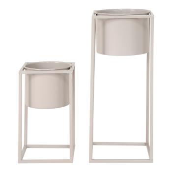 Set de 2 ghivece metalice House Nordic Marla, bej