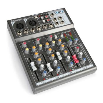 Vonyx VMM-F401, consola de mixare muzicală cu 4 canale, USB player, AUX-IN, puterea de 48V