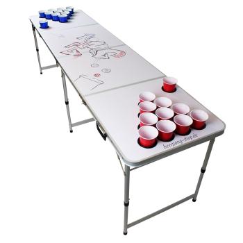 BeerCup Backspin, masă Beer Pong, set, alb, DIY, mânere, suporturi pentru bile, 6 bile