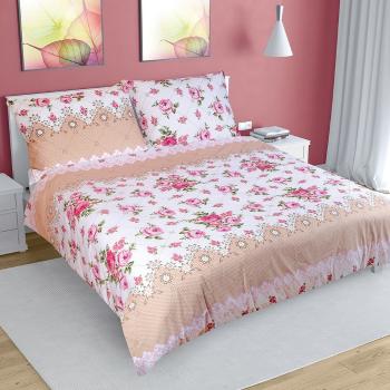 Lenjerie de pat, bumbac, Trandafir roz, 220 x 200 cm, 2 buc. 70 x 90 cm, 220 x 200 cm, 2 buc. 70 x 90 cm