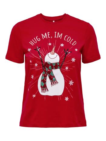 ONLY Tricou pentru femei ONLXMAS Relaxed Fit 15219616 Urban Red Snowman L