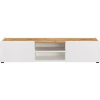 Masă TV albă/în culoare naturală cu aspect de lemn de stejar 164x35 cm Schlangen – Germania