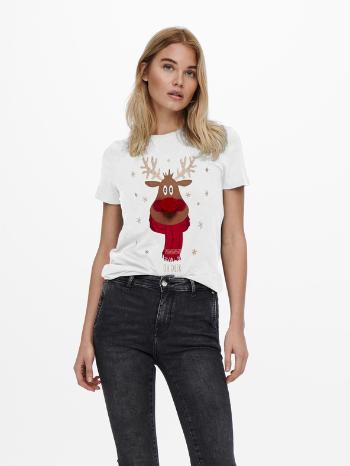 ONLY Xmas Tricou Alb