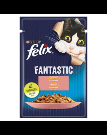 FELIX FANTASTIC Hrana umeda cu somon in jeleu pentru pisici adulte 26x85g