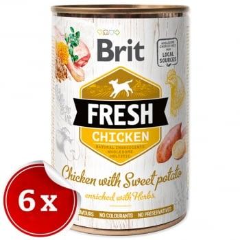 Pachet Brit Fresh Chicken with Sweet Potato 6x400 g
