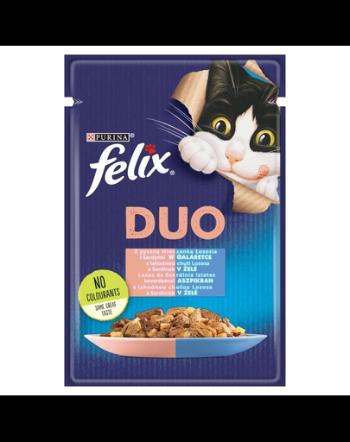 FELIX Duo Hrana umeda cu somon si sardina in jeleu pentru pisici adulte 26x85 g