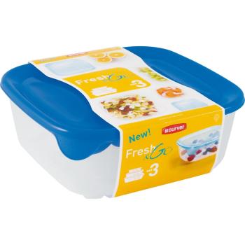 Set 3 recipiente pentru alimente Curver Fresh&Go, albastru