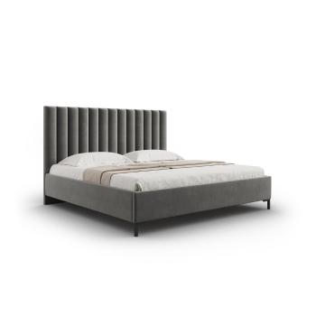 Pat matrimonial gri tapițat cu spațiu de depozitare și somieră 180x200 cm Casey – Mazzini Beds