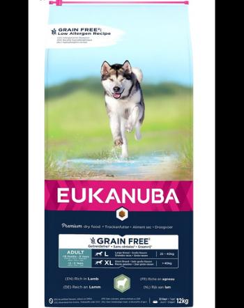 EUKANUBA Grain Free L Adult 12 kg Sac hrana pentru caine de talie mare, cu miel