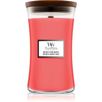Woodwick Melon & Pink Quarz lumânare parfumată  cu fitil din lemn 609,5 g
