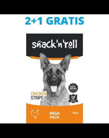 SNACK &amp; ROLL Chicken Strips recompense pentru caini, fasii de pui 3x200 g 2+1 GRATIS