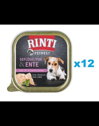 RINTI Feinest Poultry Pure&amp;Duck 12x150 g pasare si rata pentru caini