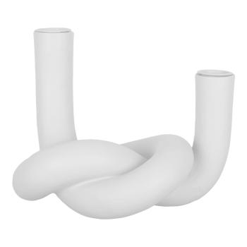 Suport din ceramică pentru două lumânări PT LIVING Knot, alb