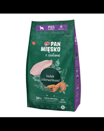 PAN MIĘSKO Hrana caine talie foarte mare, cu curcan, creveti si ierburi 9 kg