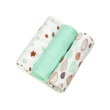 Set 3 scutece din bumbac T-TOMI Tetra Mint Leafs, 70 x 70 cm