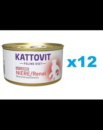 KATTOVIT Feline Diet Niere/Renal Lamb hrana umeda dietetica pentru pisici cu afectiuni ale rinichilor, cu miel 12 x 85 g