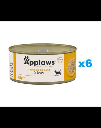 APPLAWS Cat Adult Chicken Breast in Broth piept de pui in supa 6x156g hrana pentru pisica