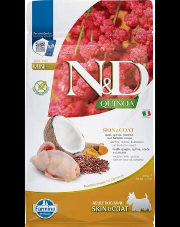 FARMINA N&amp;D Quinoa Skin&amp;Coat Mini Hrana caini talie mica, cu prepelita si nuca de cocos 800 g