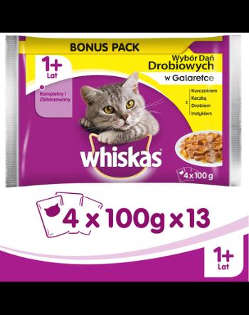 WHISKAS Pachet plicuri arome tradiționale în aspic 52 x 100 g