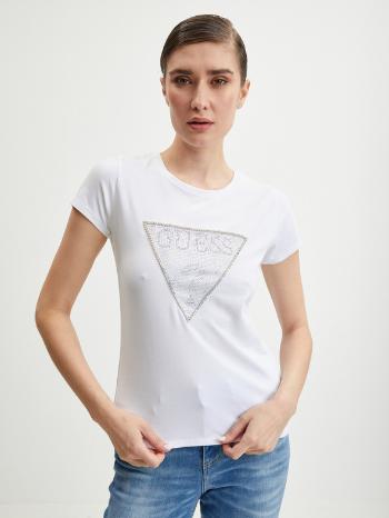 Guess Crystal Tricou Alb