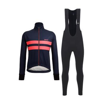 
                 SANTINI Jachetă și pantaloni de iarnă de ciclism - COLORE HALO + LAVA - albastru/negru 
            