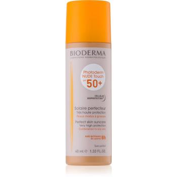 Bioderma Photoderm Nude Touch fluid tonifiant de protecție pentru piele mixtă și grasă SPF 50+ culoare Golden  40 ml