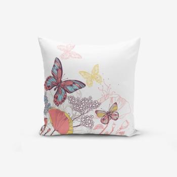 Față de pernă cu amestec din bumbac Minimalist Cushion Covers Special Design Colorful Butterfly, 45 x 45 cm
