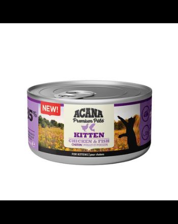 ACANA Premium Pate Kitten Chicken &amp; Fish hrana pisoi, pate pui si peste 24 x 85 g