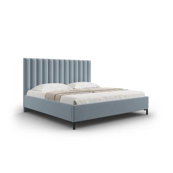 Pat matrimonial albastru deschis tapițat cu spațiu de depozitare și somieră 200x200 cm Casey – Mazzini Beds