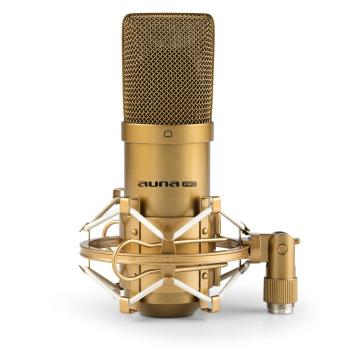 Auna Pro MIC-900G, microfon cu condensator USB, structură de studio cardioidă, culoare aurie