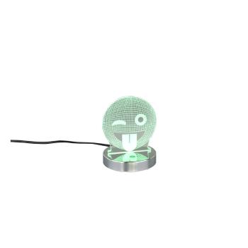 Veioză argintiu-lucios LED (înălțime 15 cm) Smiley – Trio