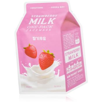 A’pieu One-Pack Milk Mask Strawberry mască textilă iluminatoare 21 g