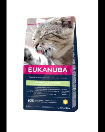 EUKANUBA Cat Hairball Control Adult All Breeds Chicken &amp; Liver Hrana uscata pentru pisici adulte, impotriva formarii ghemelor de blana 2 kg