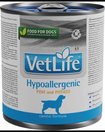 FARMINA VetLife Canine Hypoallergenic Fish &amp; Potato Hrana umeda pentru caini, cu peste si cartofi 300 g