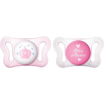 Chicco Physio Micro 0-2 m suzetă Girl-Crown/Text 2 buc