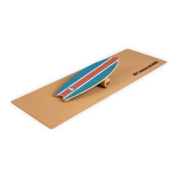 BoarderKING Indoorboard Wave, placă pentru echilibru, covor, cilindru, lemn / plută, albastră