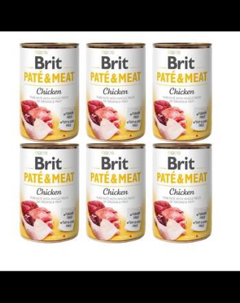 BRIT Pate&amp;Meat chicken 6x400 g pate cu pui, hrana caine