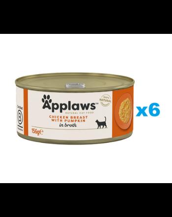 APPLAWS Cat Adult Chicken Breast with Pumpkin in Broth 6x156 g piept pui si dovleac, hrana in sos pentru pisica