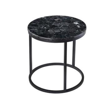 Măsuță cu blat din granit și structură neagră RGE Black Crystal, ⌀ 50 cm, negru