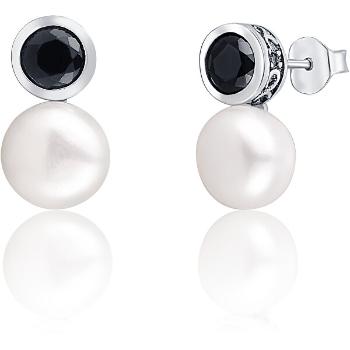 JwL Luxury Pearls Cercei de argint cu perle reale și JL0341 de cristal negru