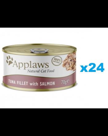 APPLAWS Cat Filet Set conserve pisica, cu ton si somon in sos 24x70 g