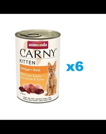 ANIMONDA Carny Kitten Poultry&amp;Beef 6x400 g pasare si vita, conserve pentru pisoi