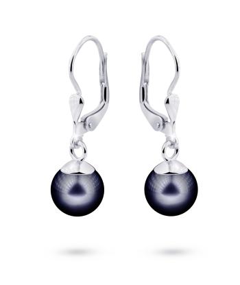 Cutie Jewellery Cercei de lux din aur alb cu perle autentice de culoare închisă Z3015-55-C5-X-2