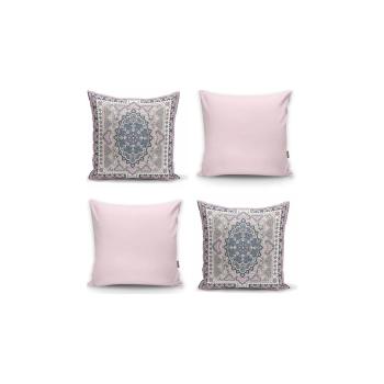 Set 4 fețe de pernă decorative Minimalist Cushion Covers Pink Ethnic, 45 x 45 cm