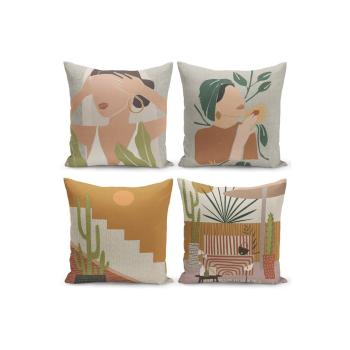 Set 4 fețe de pernă decorative Kate Louise Tropical, 43 x 43 cm