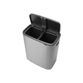 Coș de gunoi argintiu mat de reciclat/cu senzori de atingere din oțel 60 l Bo Touch Bin – Brabantia