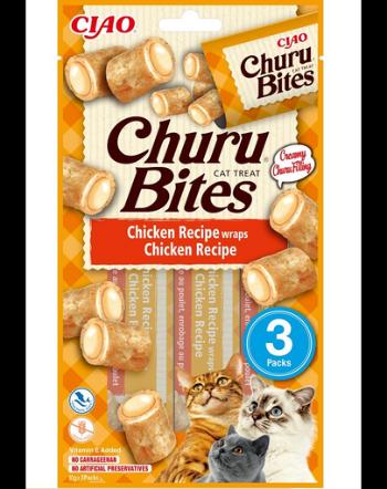 INABA Churu Bites Chicken wraps 3x10g snack cu crema de pui pentru pisici